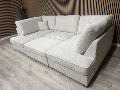 CARNABY Premium Fabric U Shaped Corner Chaise Sofa + Footstool - RRP £1,999