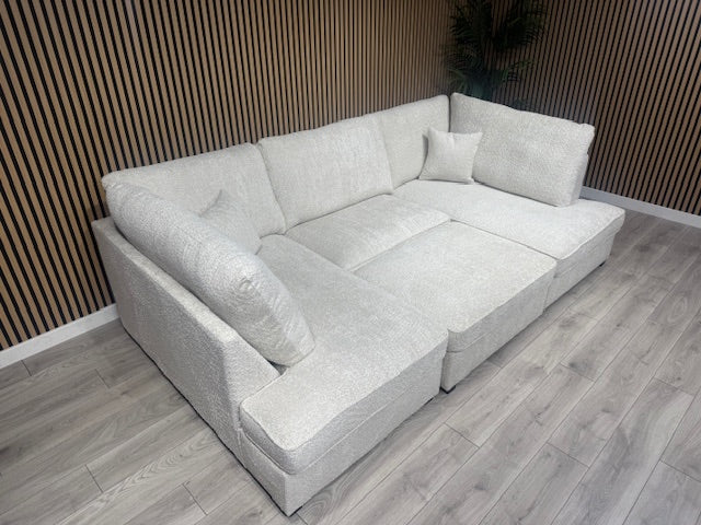 CARNABY Premium Fabric U Shaped Corner Chaise Sofa + Footstool - RRP £1,999