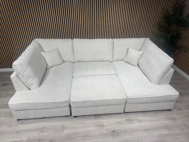 CARNABY Premium Fabric U Shaped Corner Chaise Sofa + Footstool - RRP £1,999