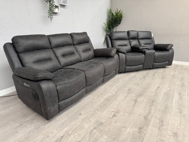 DFS Pierson 3 Seater + 2 Seater Music Power Recliners + Table + Console RRP: £2598