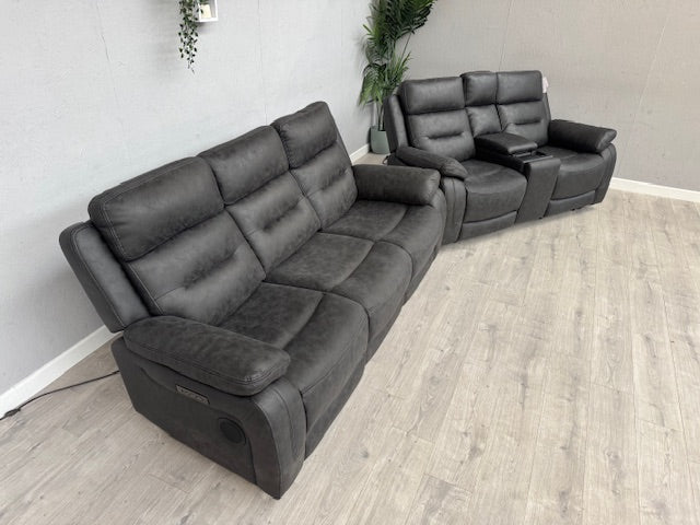 DFS Pierson 3 Seater + 2 Seater Music Power Recliners + Table + Console RRP: £2598
