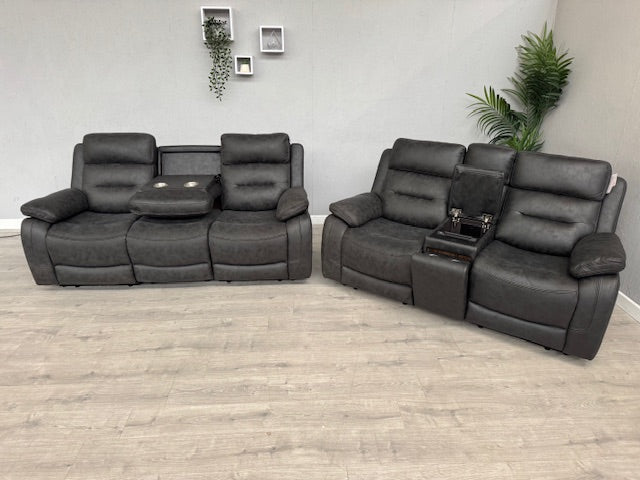 DFS Pierson 3 Seater + 2 Seater Music Power Recliners + Table + Console RRP: £2598