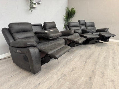 DFS Pierson 3 Seater + 2 Seater Music Power Recliners + Table + Console RRP: £2598