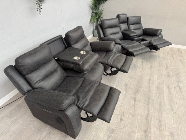 DFS Pierson 3 Seater + 2 Seater Music Power Recliners + Table + Console RRP: £2598