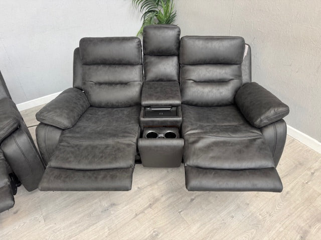 DFS Pierson 3 Seater + 2 Seater Music Power Recliners + Table + Console RRP: £2598