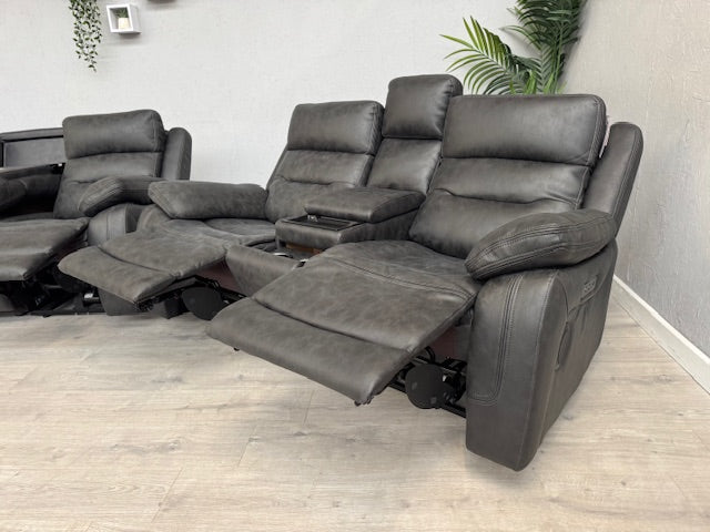 DFS Pierson 3 Seater + 2 Seater Music Power Recliners + Table + Console RRP: £2598