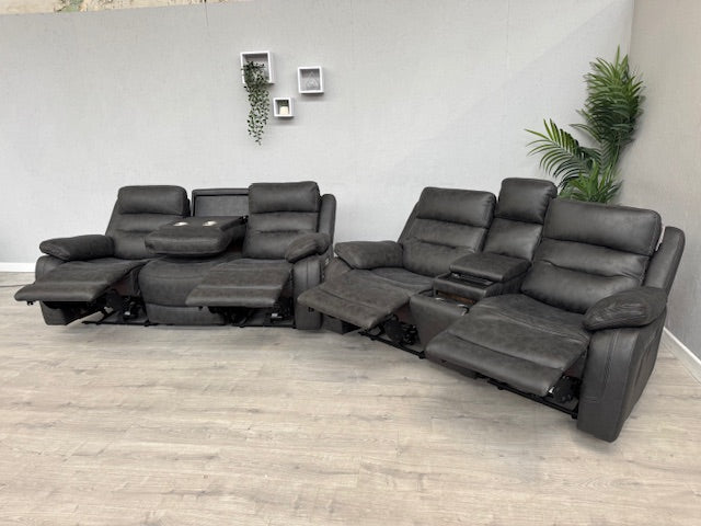 DFS Pierson 3 Seater + 2 Seater Music Power Recliners + Table + Console RRP: £2598