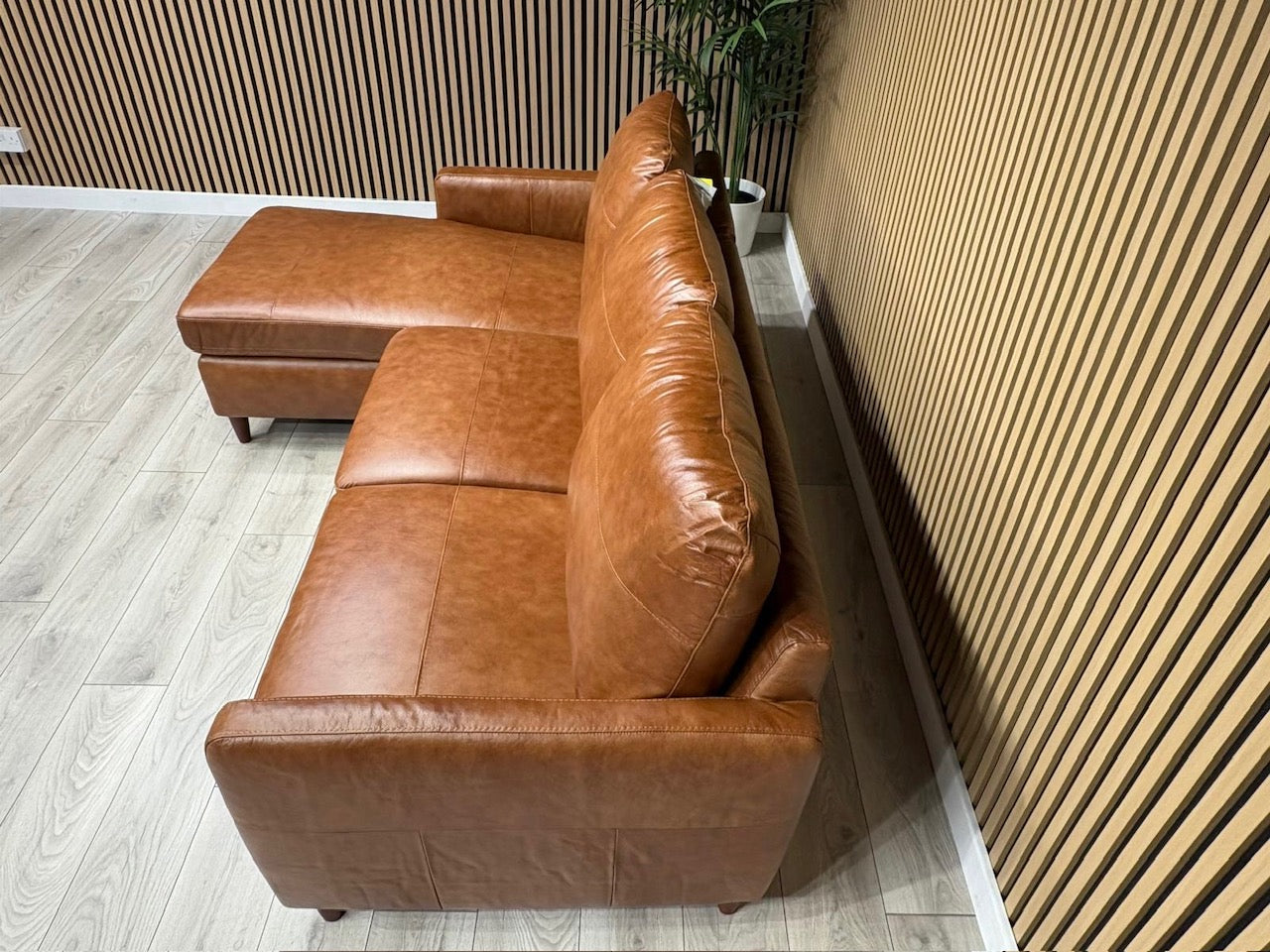 John Lewis BAILEY Style LHF Leather 3 Seater Chaise End Sofa, Tan - RRP £3,449