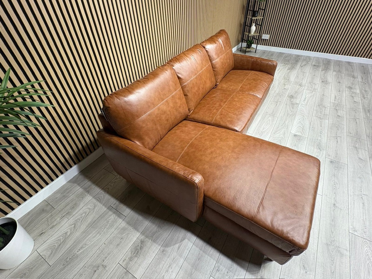 John Lewis BAILEY Style LHF Leather 3 Seater Chaise End Sofa, Tan - RRP £3,449