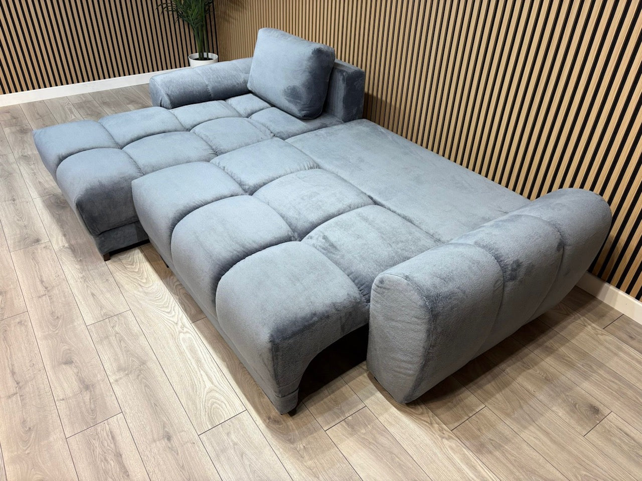 AZZURO Premium Fabric LHF Corner Chaise Sofa Bed with Storage, Grey - RRP £1,799