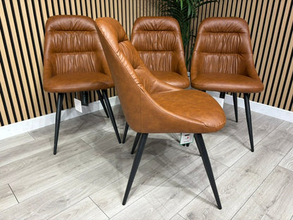 NEXT Sample - Corrine Leather Effect Tan Dining Chairs