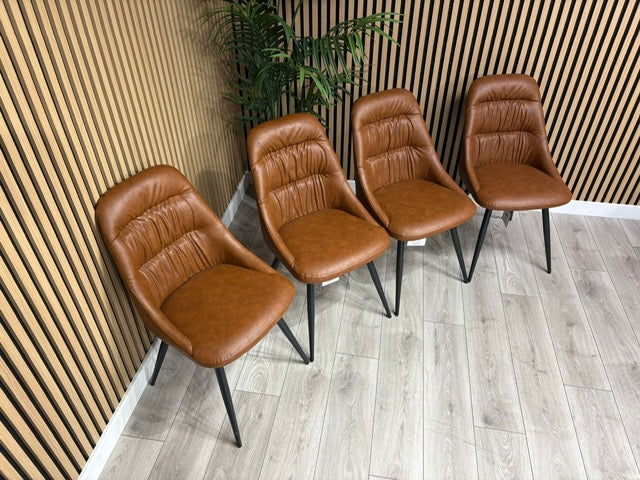 NEXT Sample - Corrine Leather Effect Tan Dining Chairs