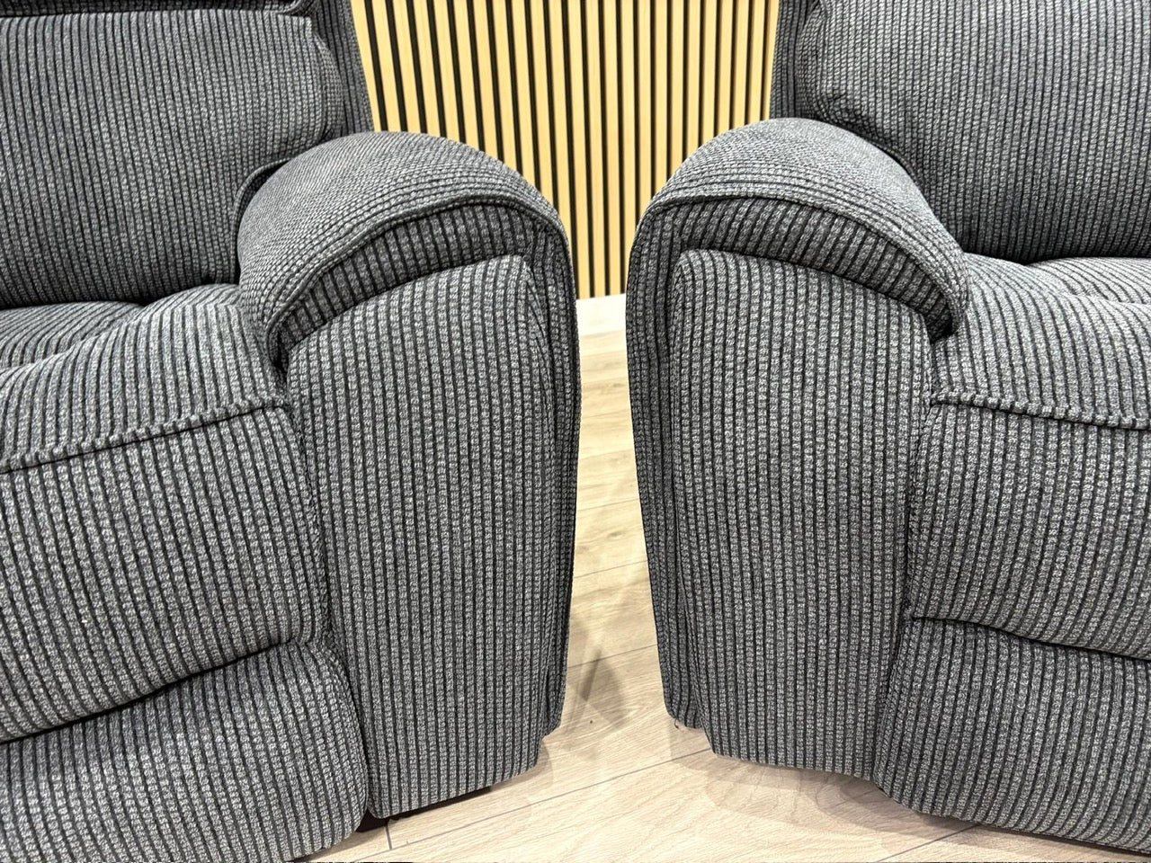 Atlanta - Fabric 3+2 Seater Sofa Set with Power Recliners, Coda Black - RRP £2478