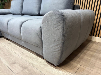 AZZURO Premium Fabric LHF Corner Chaise Sofa Bed with Storage, Grey - RRP £1,799