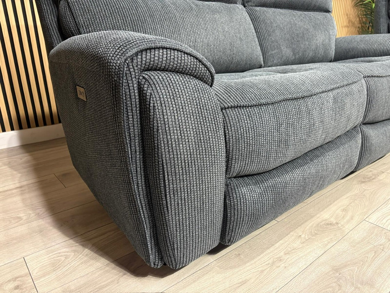 Atlanta - Fabric 3+2 Seater Sofa Set with Power Recliners, Coda Black - RRP £2478