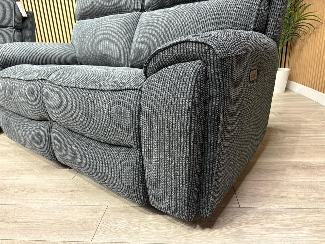 Atlanta - Fabric 3+2 Seater Sofa Set with Power Recliners, Coda Black - RRP £2478