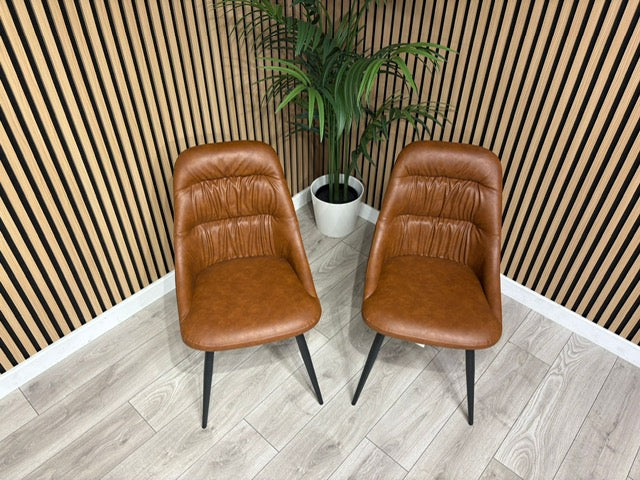 NEXT Sample - Corrine Leather Effect Tan Dining Chairs