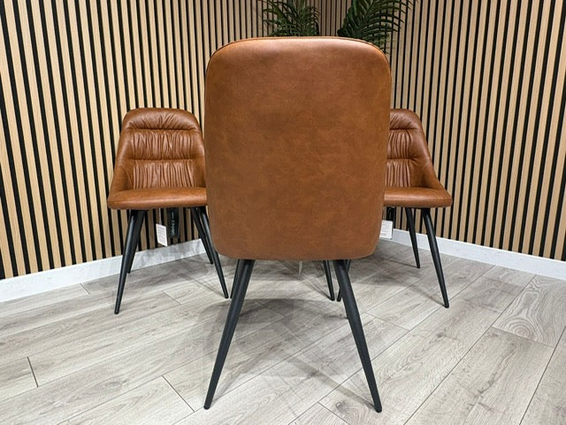 NEXT Sample - Corrine Leather Effect Tan Dining Chairs