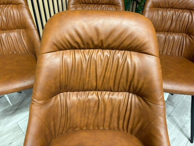 NEXT Sample - Corrine Leather Effect Tan Dining Chairs