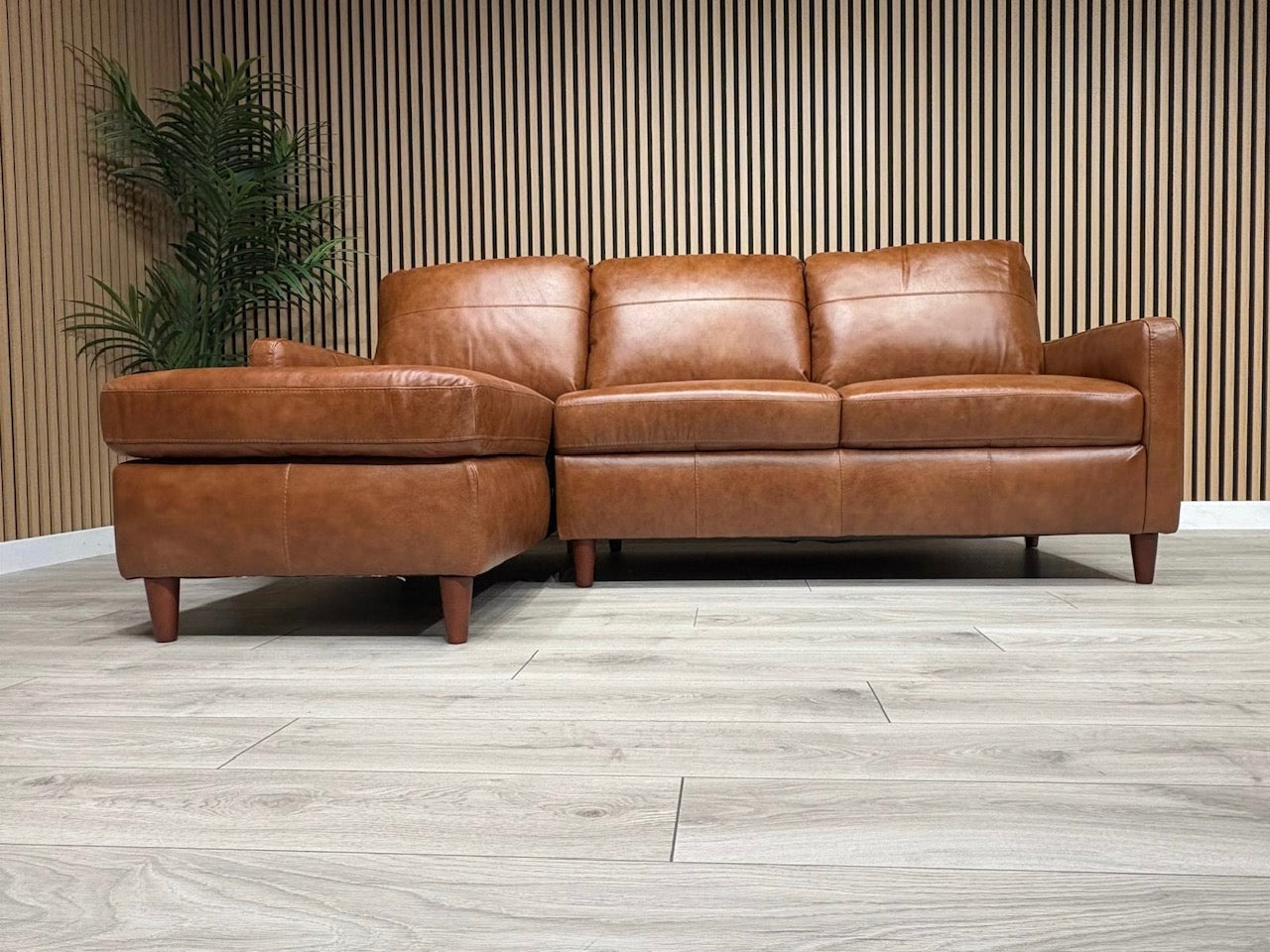 John Lewis BAILEY Style LHF Leather 3 Seater Chaise End Sofa, Tan - RRP £3,449