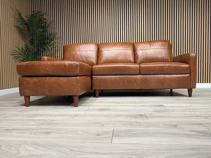 John Lewis BAILEY Style LHF Leather 3 Seater Chaise End Sofa, Tan - RRP £3,449