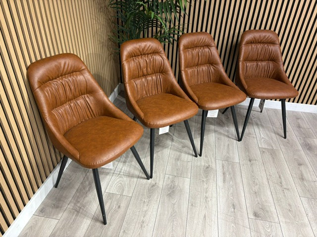 NEXT Sample - Corrine Leather Effect Tan Dining Chairs