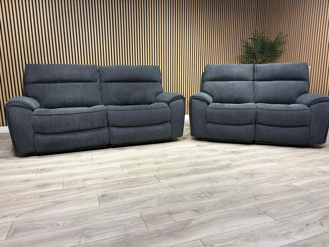 Atlanta - Fabric 3+2 Seater Sofa Set with Power Recliners, Coda Black - RRP £2478