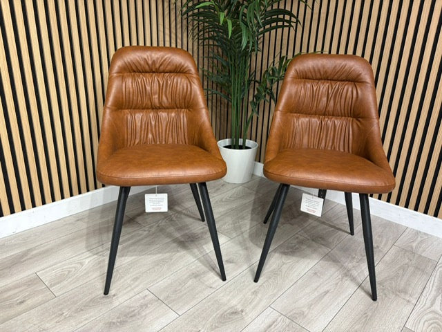 NEXT Sample - Corrine Leather Effect Tan Dining Chairs