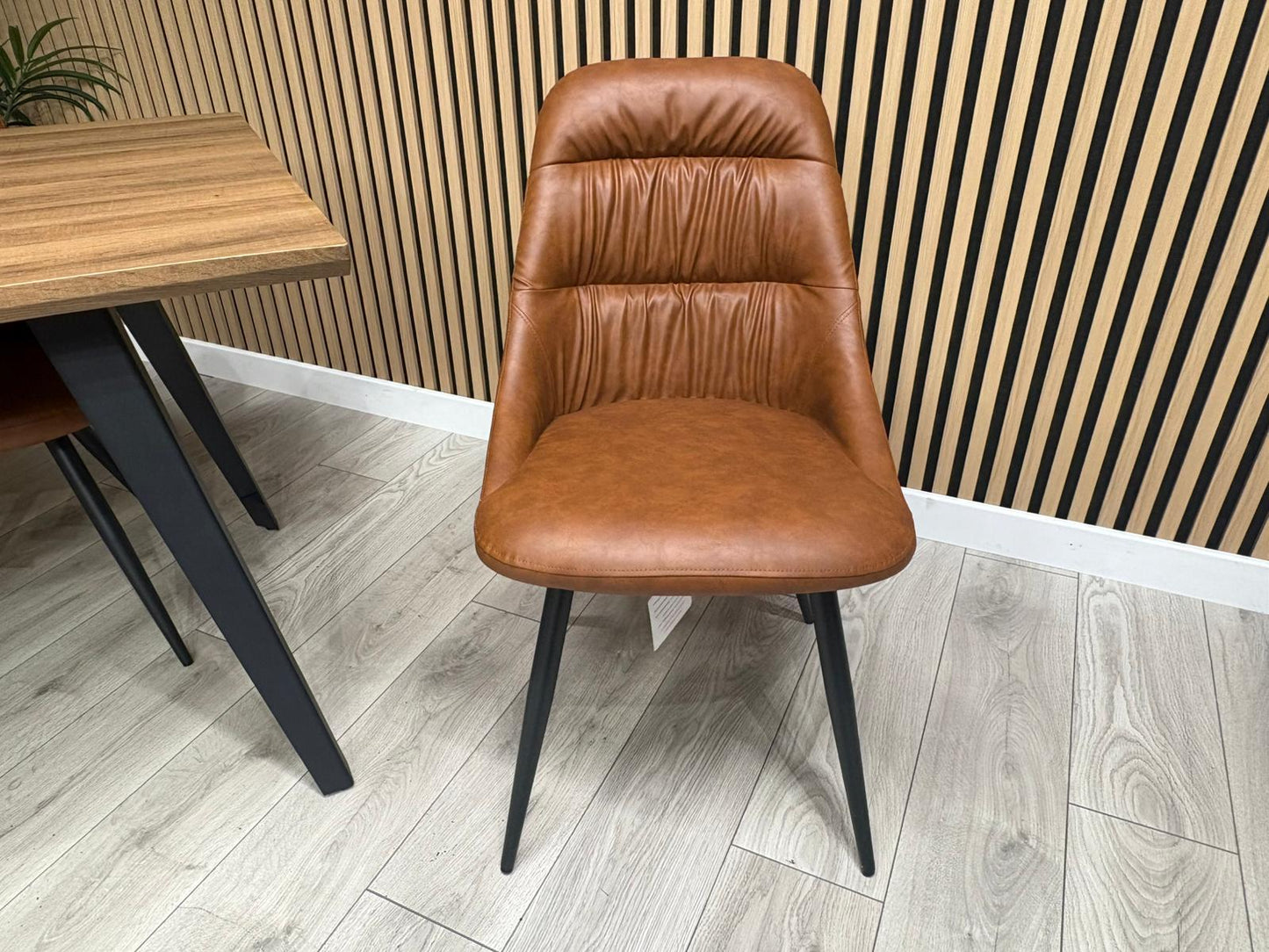 NEXT Sample - Corrine Industrial Dining Table + 4 leather effect chairs - RRP £1899