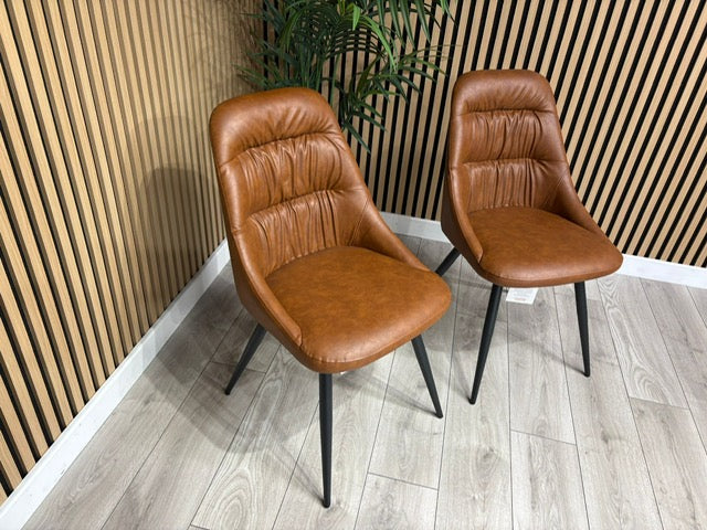 NEXT Sample - Corrine Leather Effect Tan Dining Chairs