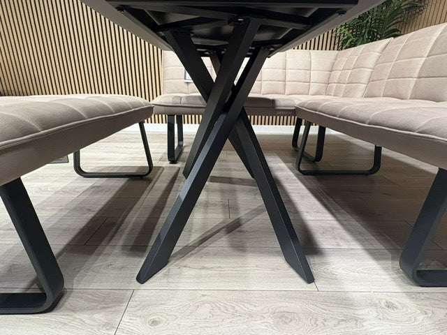 Furniture Village- LIMA Fabric Corner Bench + Dining Table Set, RRP: £1998