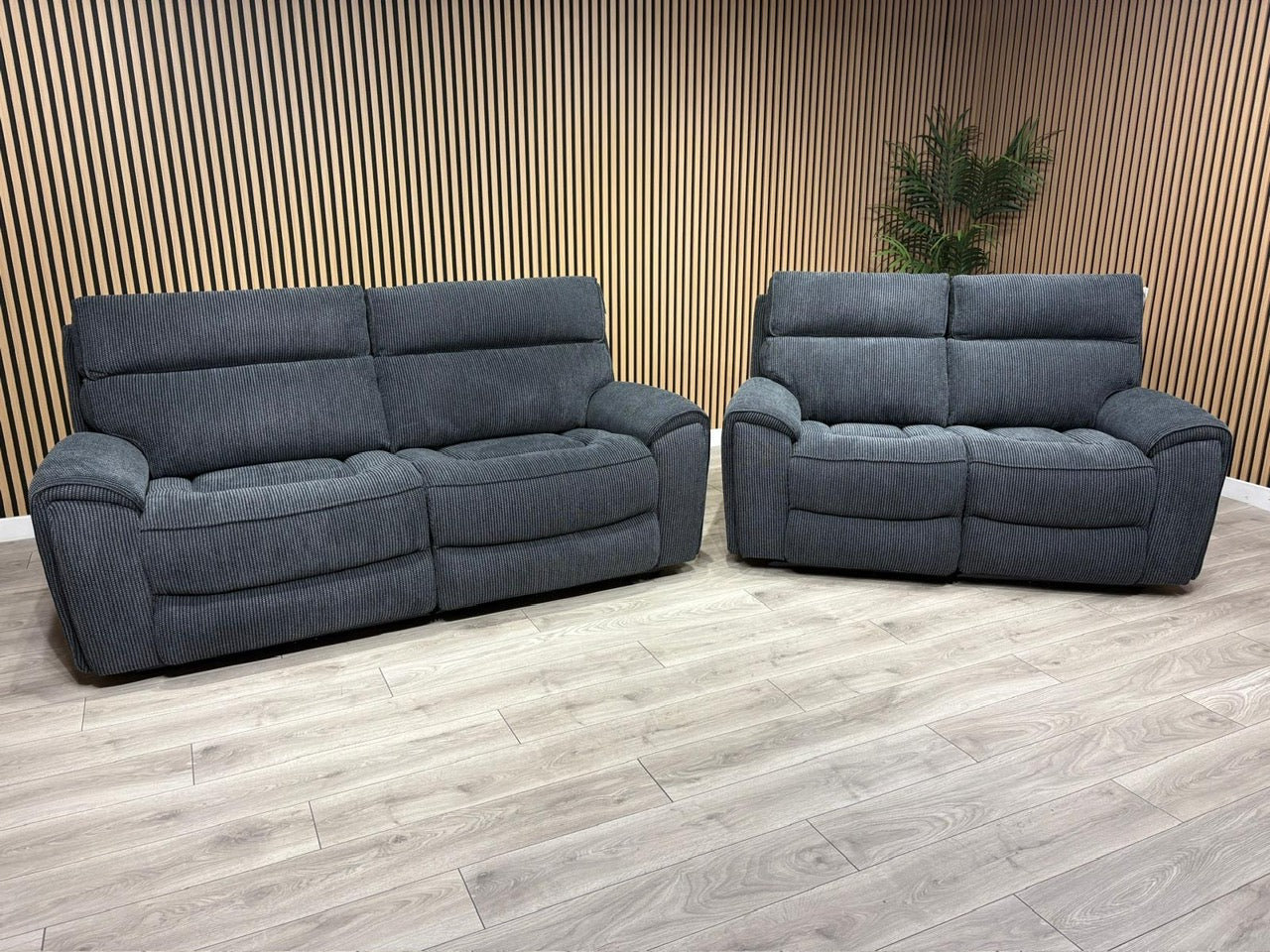 Atlanta - Fabric 3+2 Seater Sofa Set with Power Recliners, Coda Black - RRP £2478