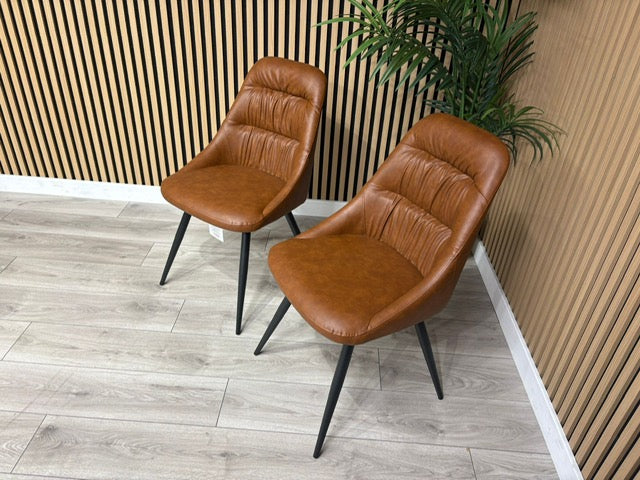 NEXT Sample - Corrine Leather Effect Tan Dining Chairs