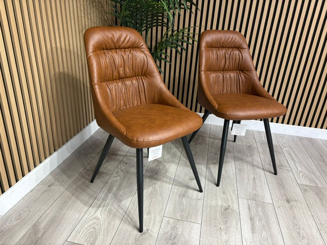 NEXT Sample - Corrine Leather Effect Tan Dining Chairs