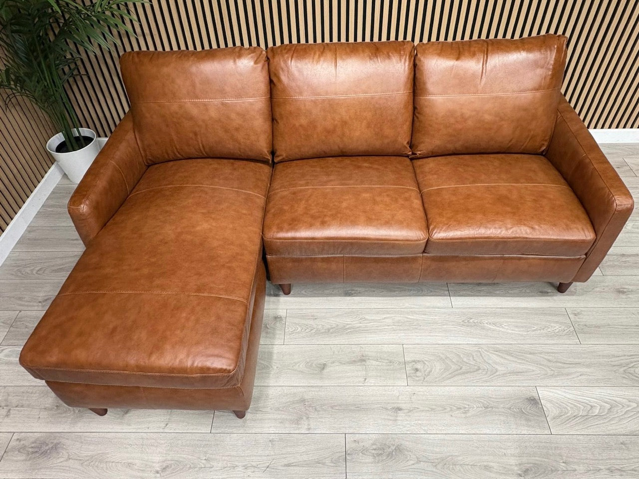 John Lewis BAILEY Style LHF Leather 3 Seater Chaise End Sofa, Tan - RRP £3,449