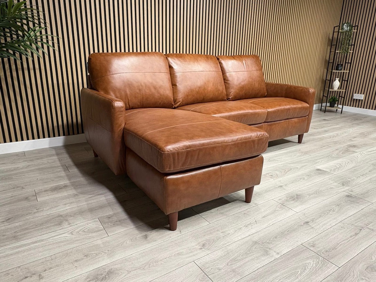 John Lewis BAILEY Style LHF Leather 3 Seater Chaise End Sofa, Tan - RRP £3,449