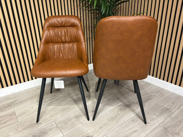 NEXT Sample - Corrine Leather Effect Tan Dining Chairs