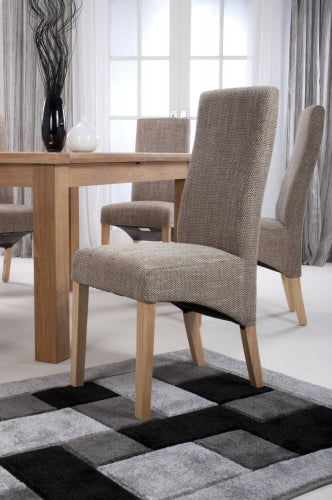 Brown Tweed Fabric Dining Chair Light Wood Legs