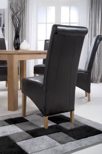 Dark Brown Leather Roll Back Dining Chair
