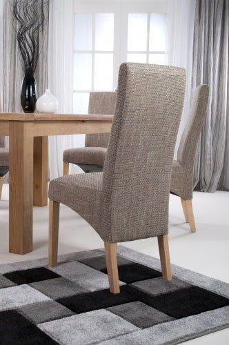 Brown Tweed Fabric Dining Chair Light Wood Legs
