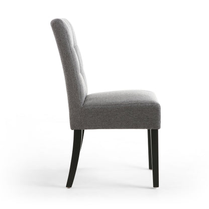 Grey Fabric Dining Chair Black Wooden Legs