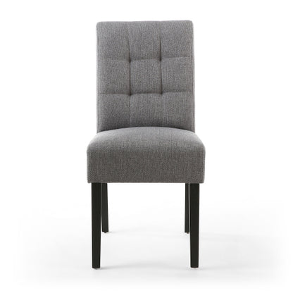 Grey Fabric Dining Chair Black Wooden Legs