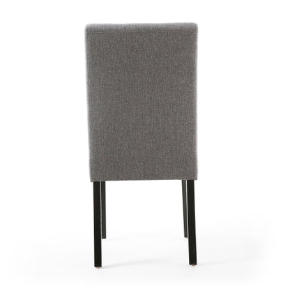 Grey Fabric Dining Chair Black Wooden Legs