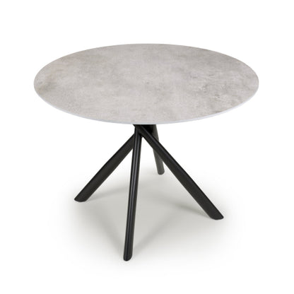 Grey Marble Effect 100cm Round Dining Table Cross Frame Legs