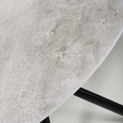 Grey Marble Effect 100cm Round Dining Table Cross Frame Legs