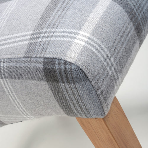 Check Grey Fabric Scroll Back Dining Chair