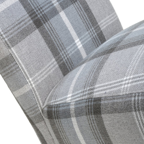 Check Grey Fabric Scroll Back Dining Chair