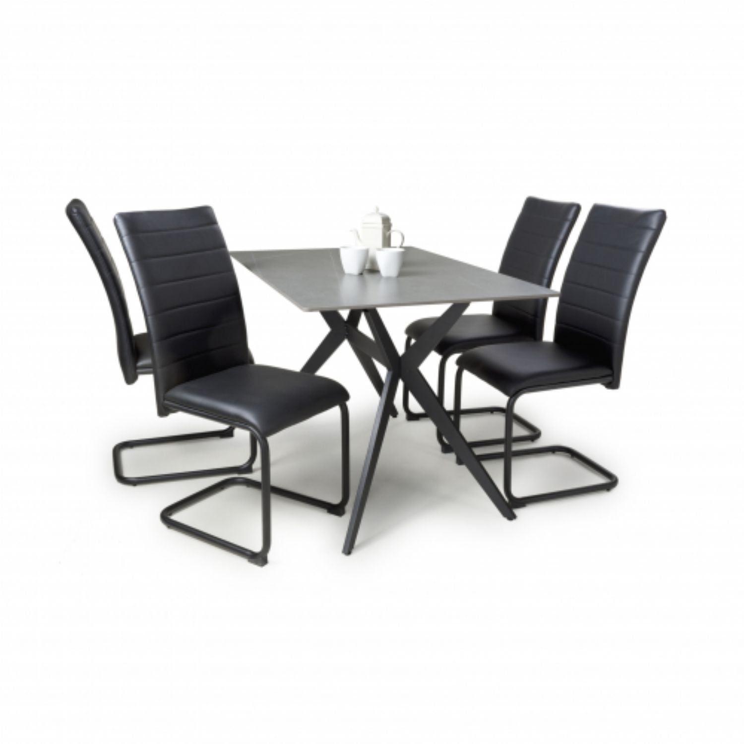 Timor 1.2m Grey And 4 Carlisle Black Dining Set