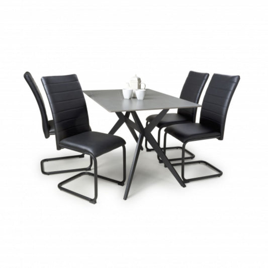 Timor 1.2m Grey And 4 Carlisle Black Dining Set