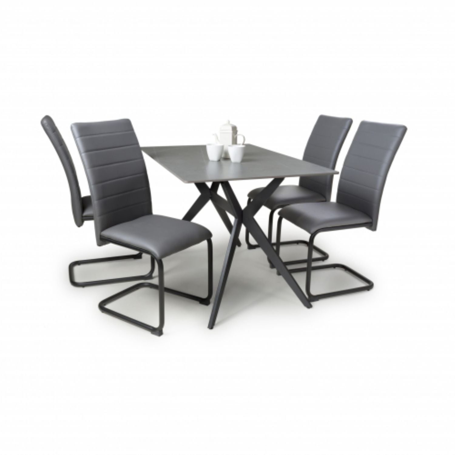 Timor 1.2m Grey And 4 Carlisle Grey Dining Set